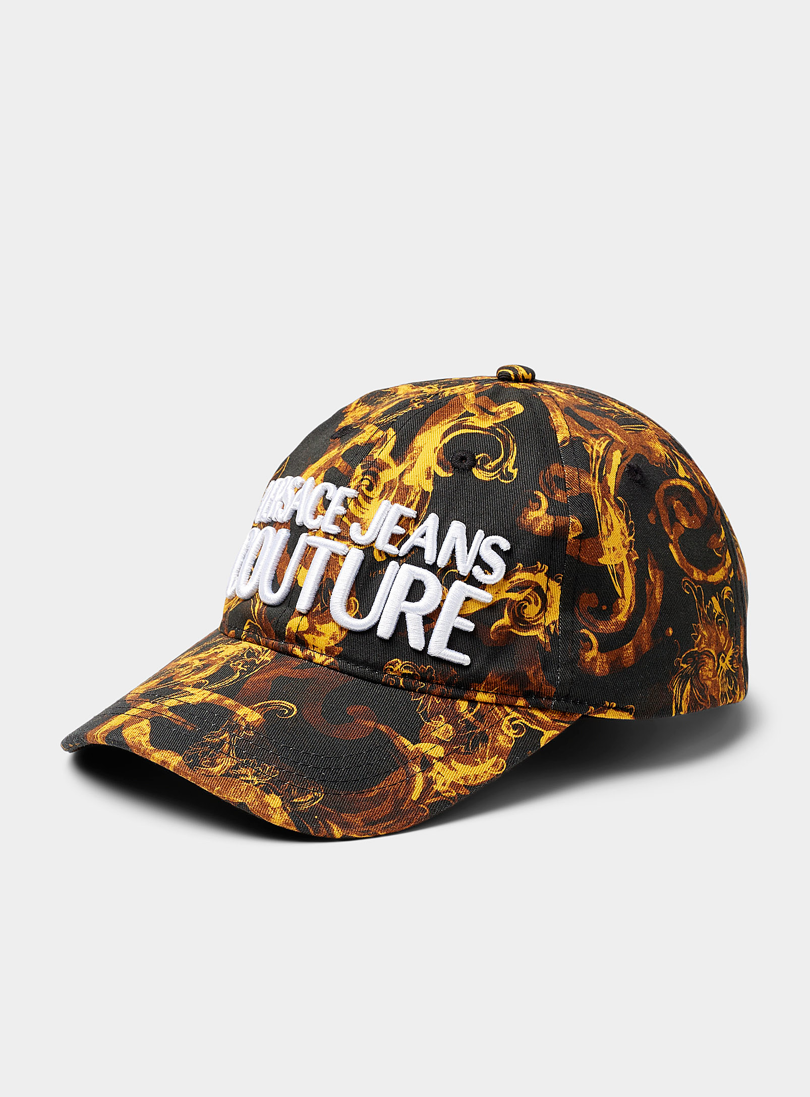 Shop Versace Jeans Couture Watercolour Couture Embroidered Cap In Black