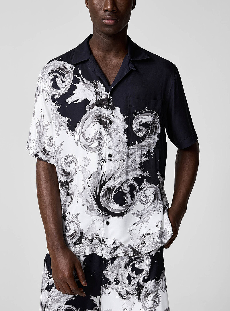 Baroque Wave Satiny Camp Shirt