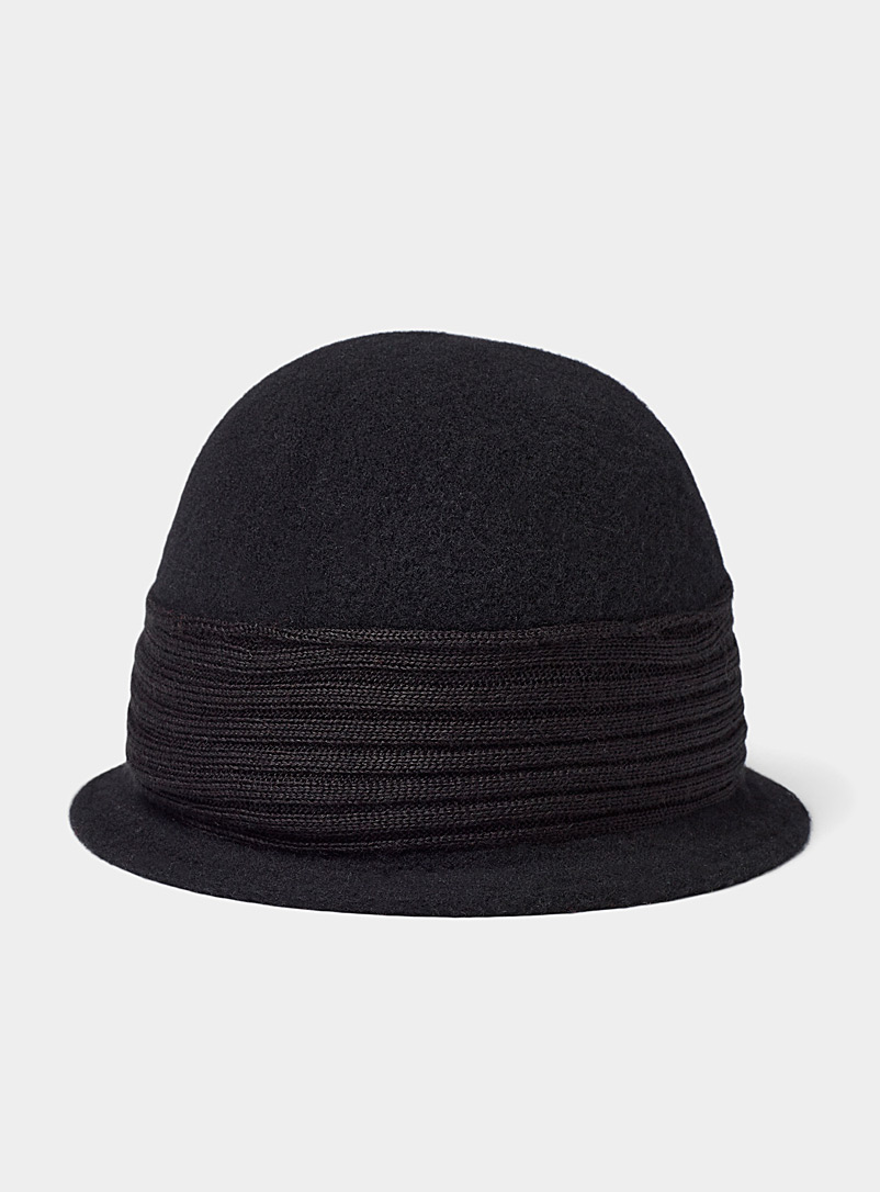 Canadian Hat: La cloche tricot pure laine Noir pour femme