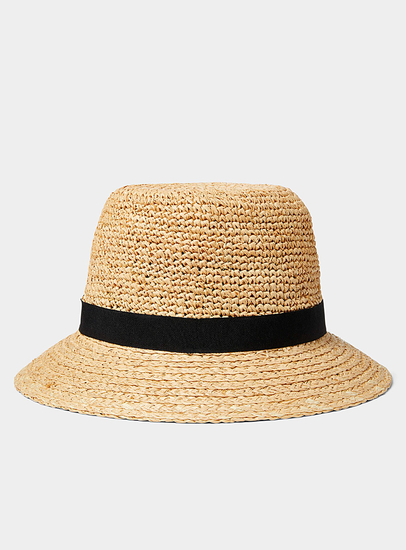 Canadian Hat Ivory/Cream Beige Raffia cloche hat for women