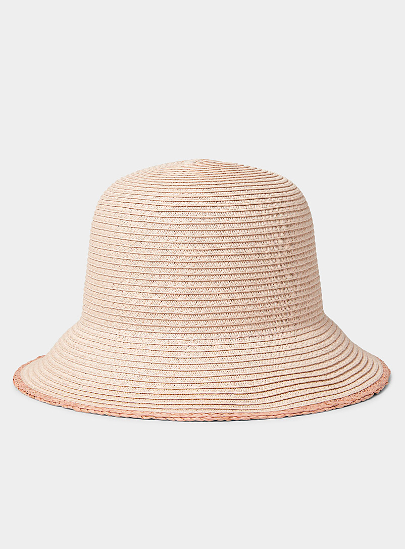 Canadian Hat Pink Solid paper straw cloche hat for women