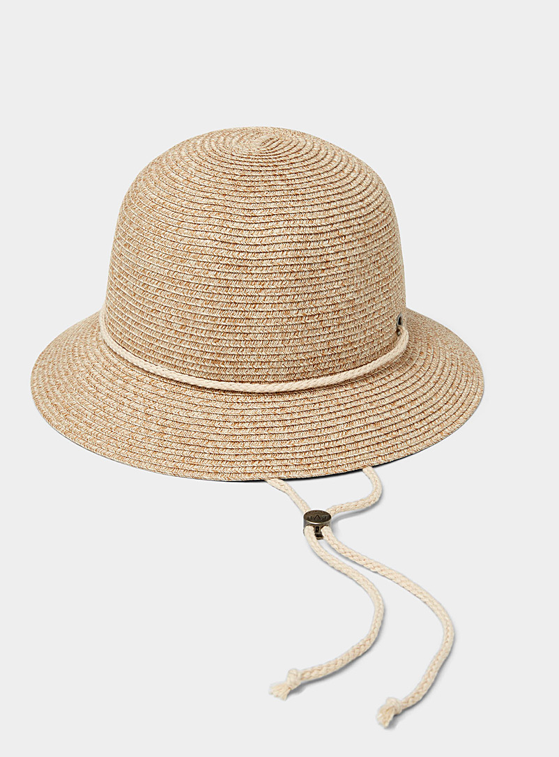Canadian Hat Ivory/Cream Beige Corded straw-like cloche for women