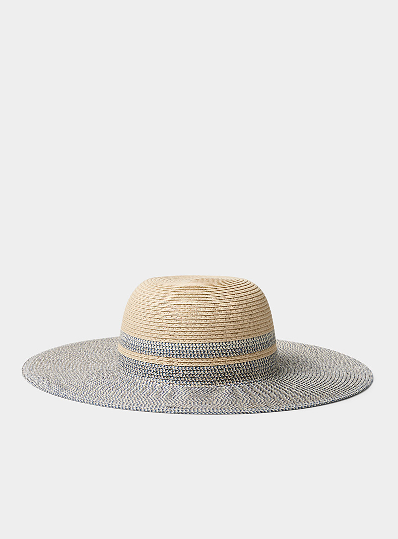 Canadian Hat Baby Blue Two-tone straw wide-brimmed hat for women