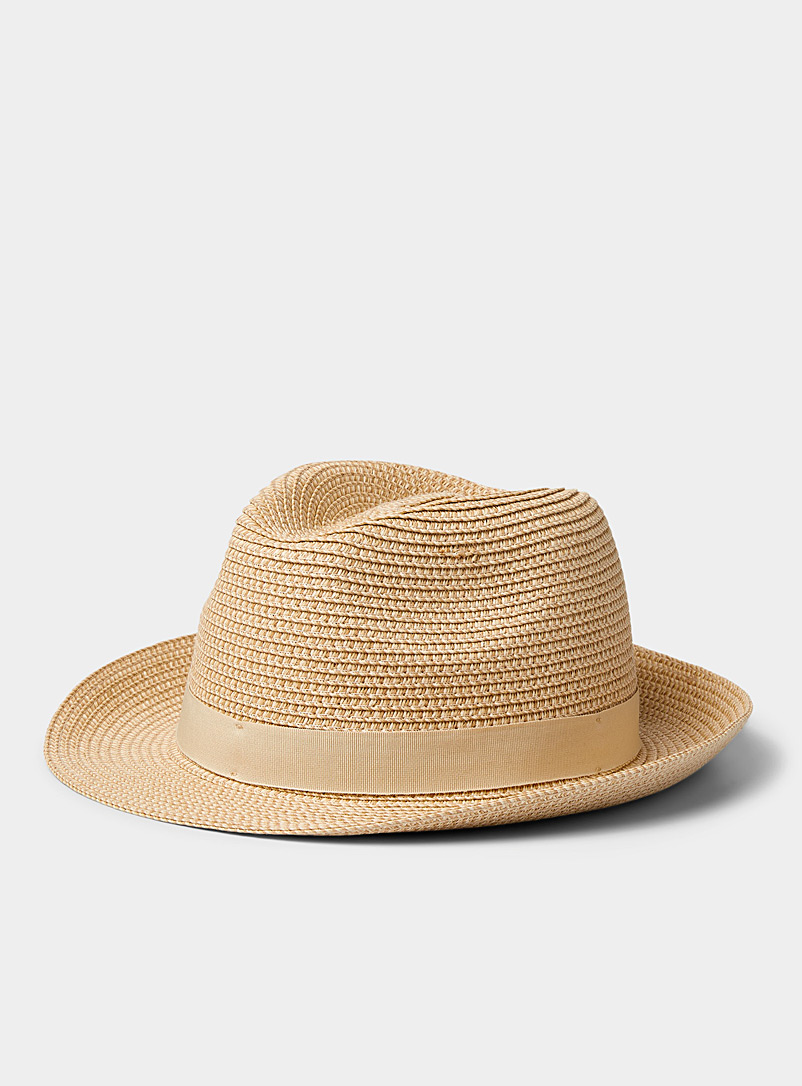 Canadian Hat Ivory/Cream Beige Fulie two-tone straw trilby for women