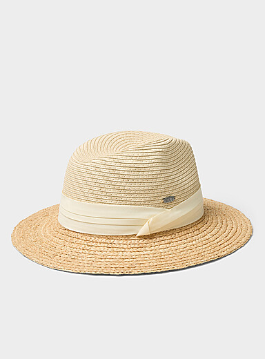 Two-tone paper straw fedora