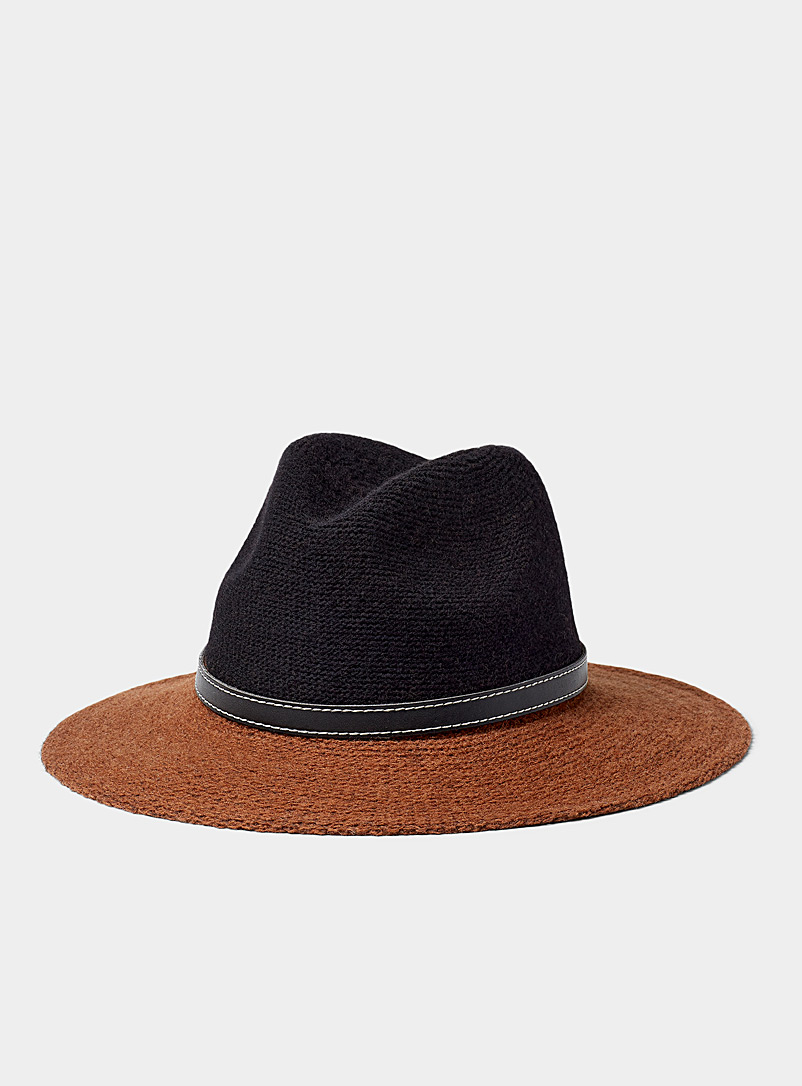 Canadian Hat: Le fédora tricot deux tons Brun pour femme