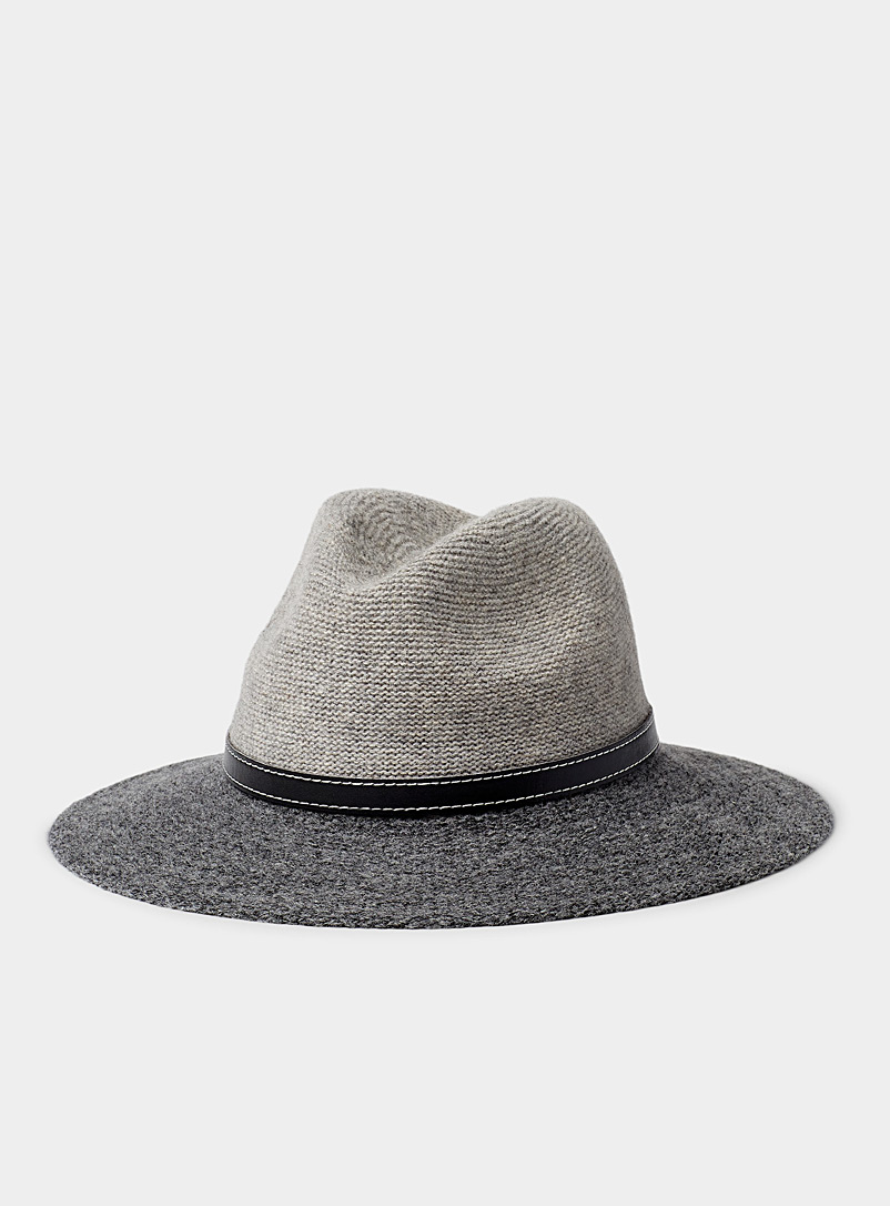 Canadian Hat: Le fédora tricot deux tons Argent pour femme