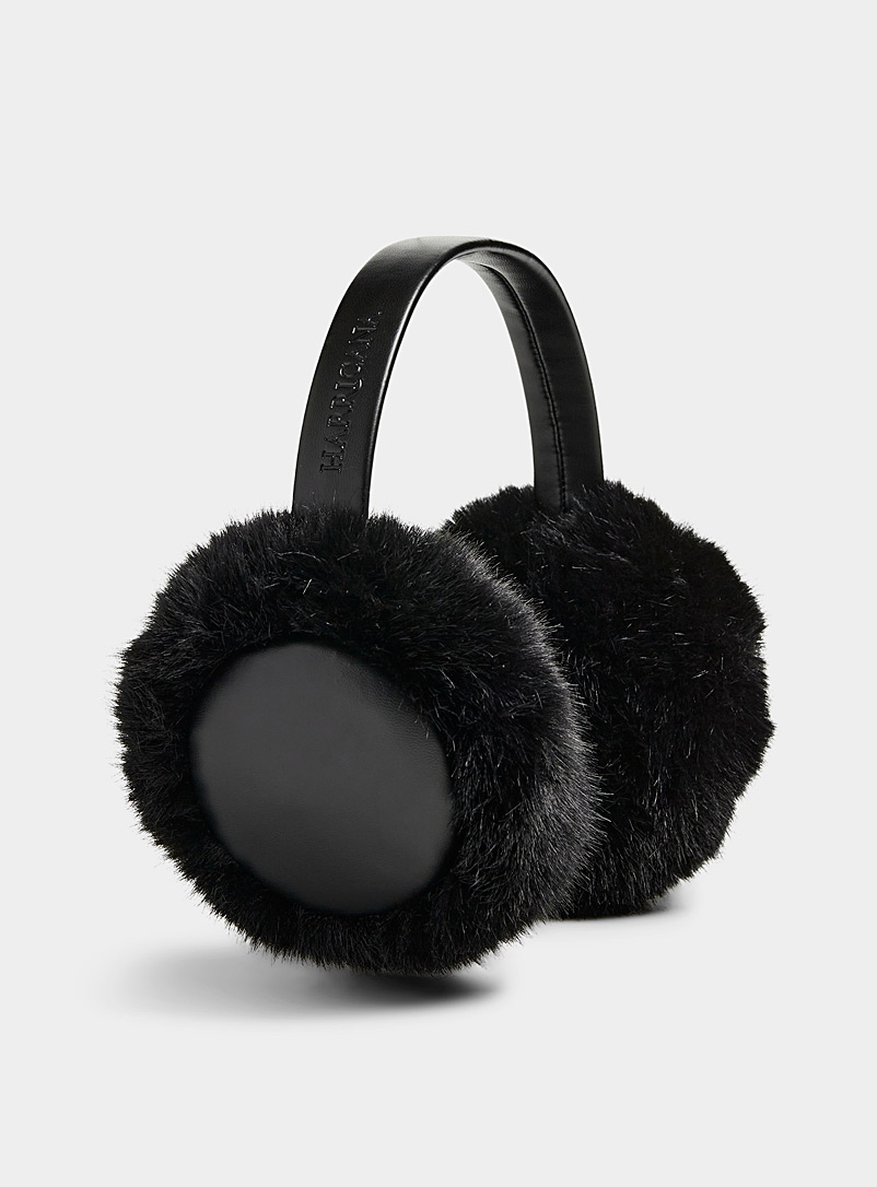 Harricana Black Faux-fur earmuffs for women