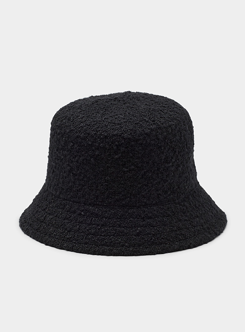 Canadian Hat Black Black bouclé cloche for women