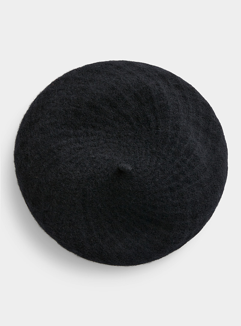 Canadian Hat: Le béret laine losanges monochromes Noir pour femme