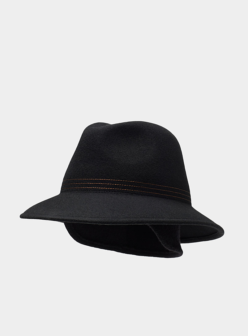 Canadian Hat Black Accent topstitch felt hat for women