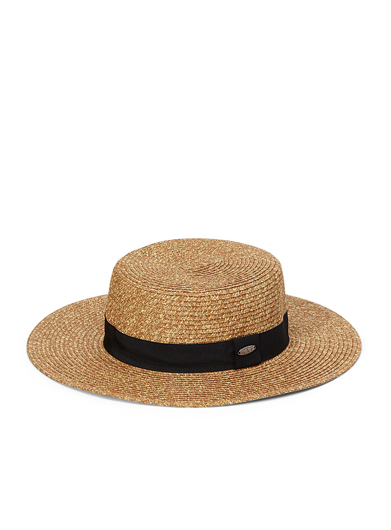 Canadian Hat Light brown  Ebony band boater for women