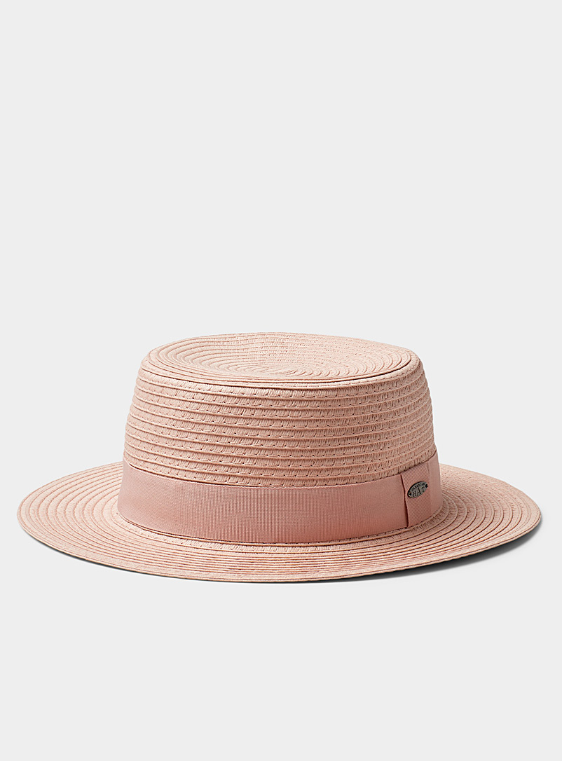 Canadian Hat Pink Tone-on-tone straw boater for women