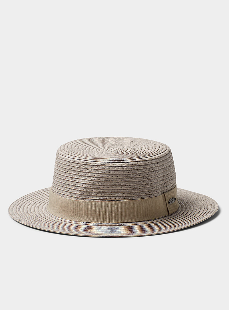 Canadian Hat Silver Tone-on-tone straw boater for women