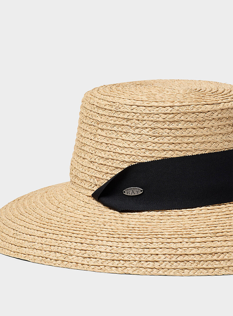 Raffia hat with long black ribbons product image 2