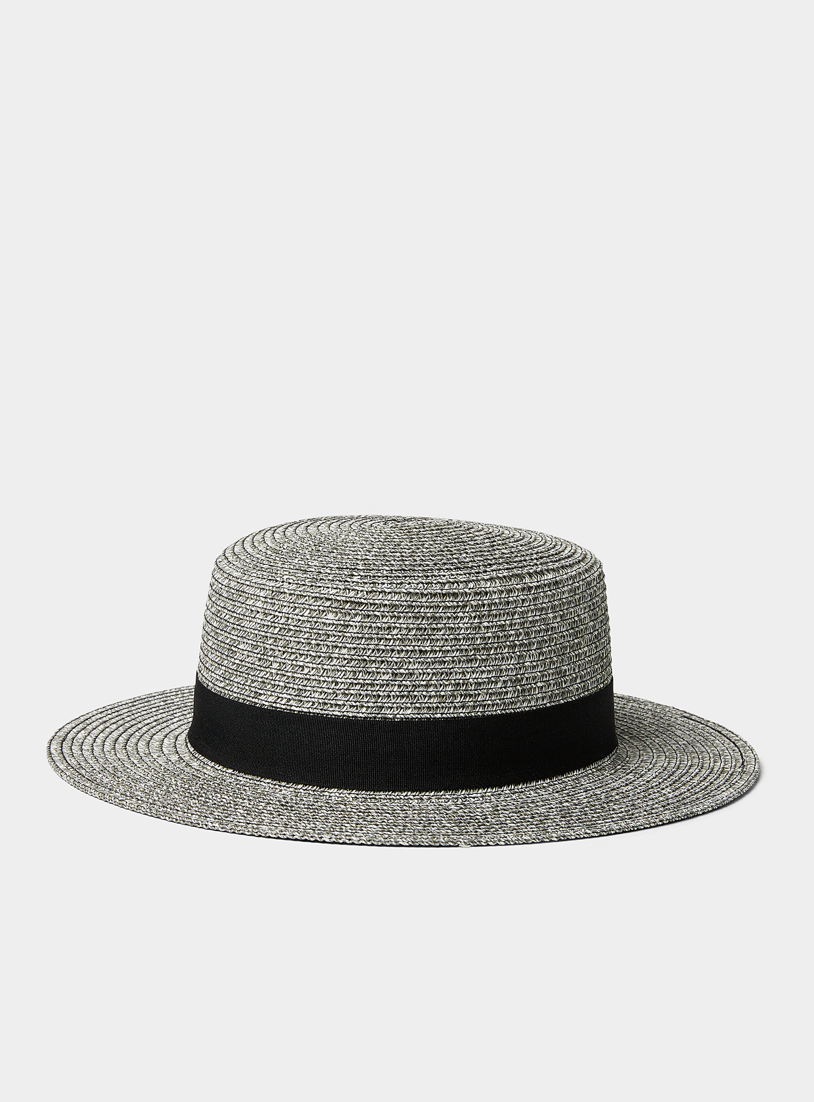 Canadian Hat Ebony Band Boater In Gray