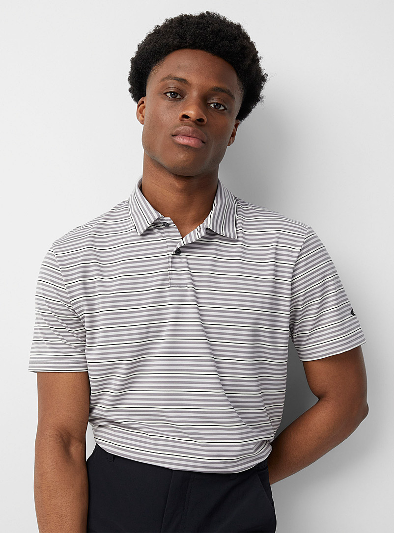 Oakley Patterned Grey Ultra-soft striped golf polo for men