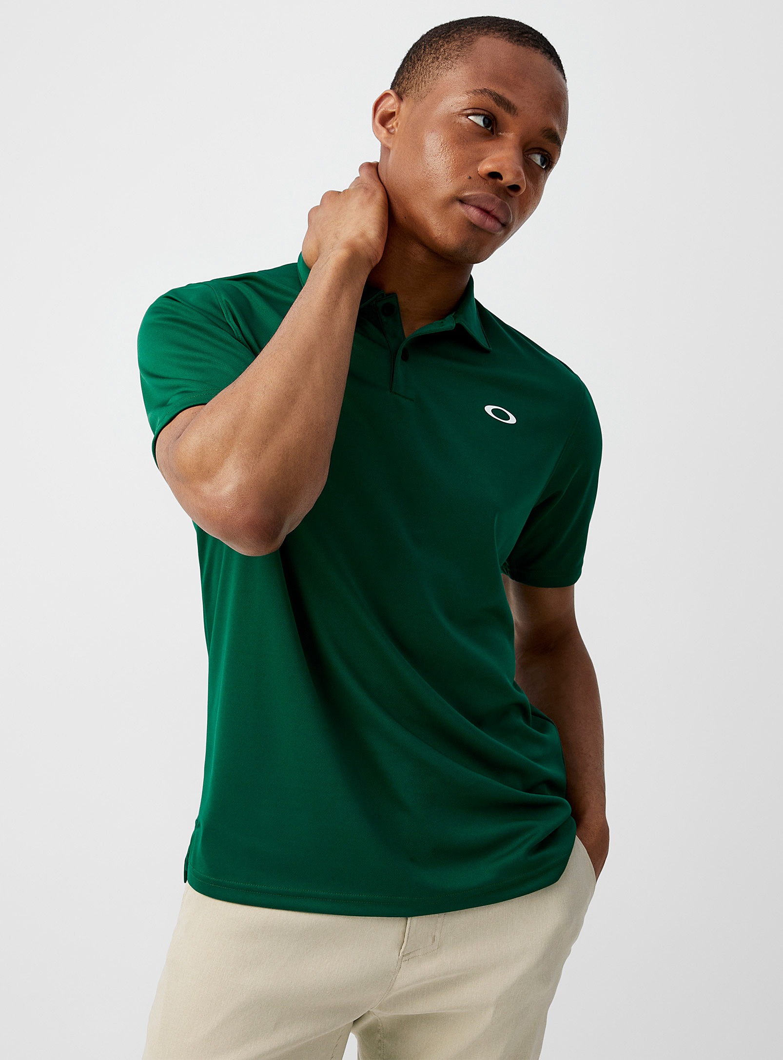 Oakley Icon Tn Protect Rc Golf Polo In Pine/bottle Green
