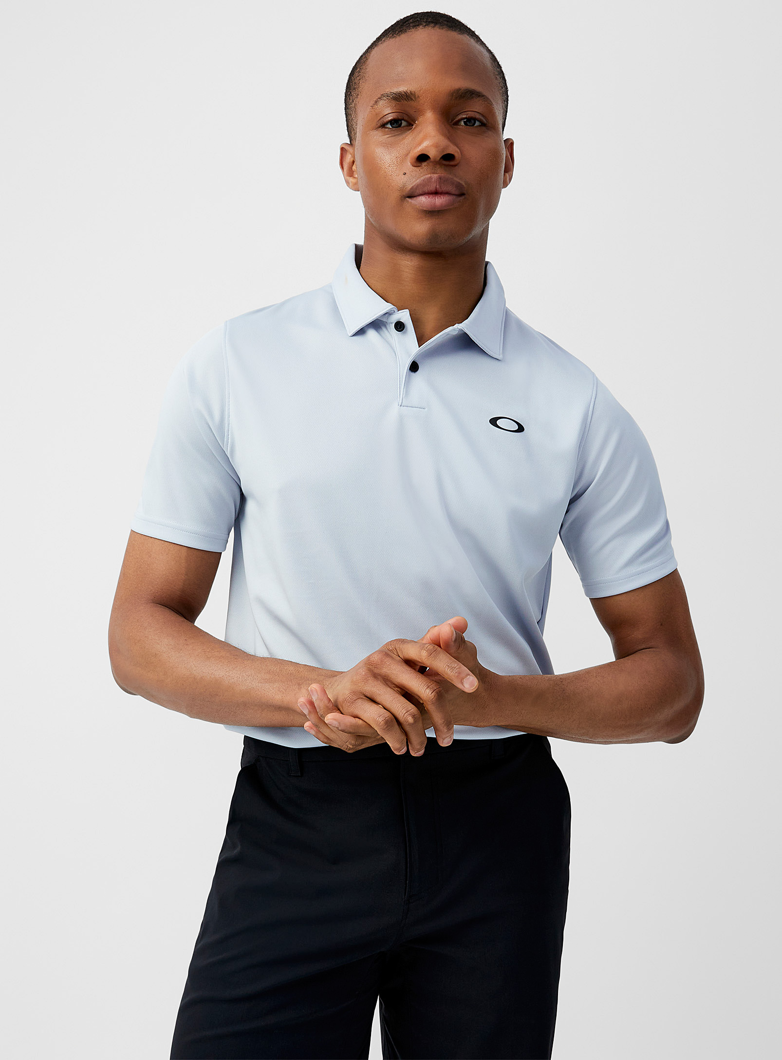 Oakley Icon Tn Protect Rc Golf Polo In Baby Blue