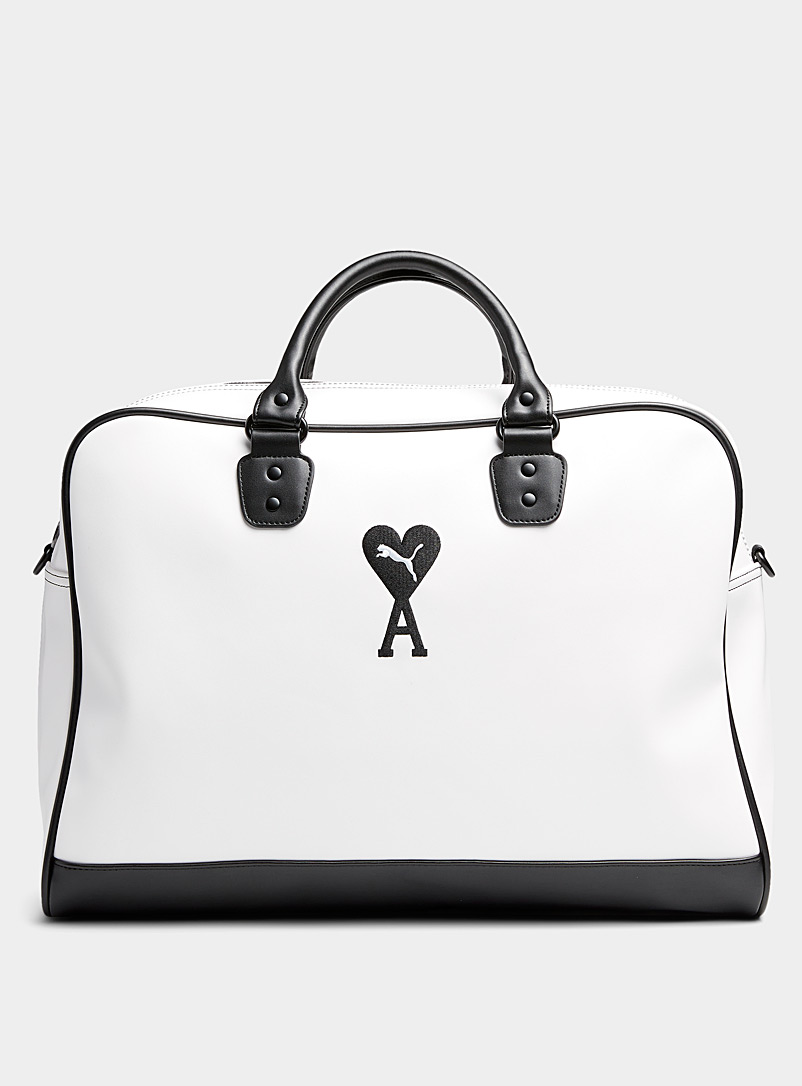 PUMA x AMI White Embroidered logo weekend bag for women