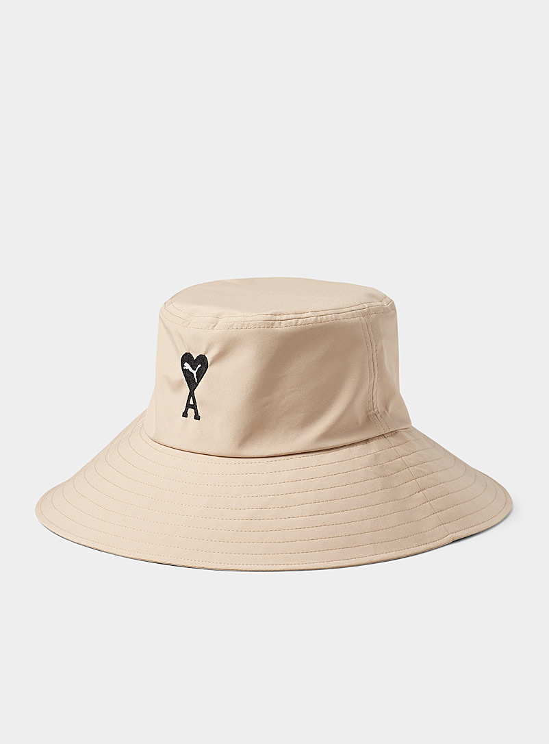PUMA x AMI Cream Beige Embroidered logo bucket hat for women