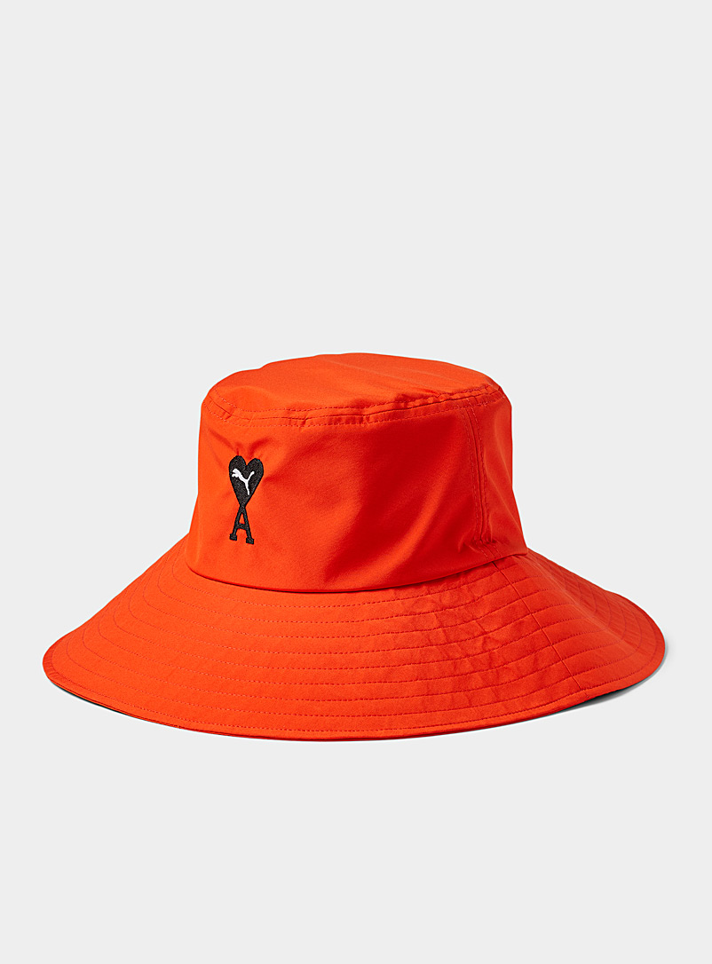 PUMA x AMI Orange Embroidered logo bucket hat for women