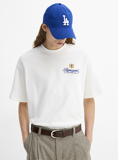 Puma Ivory/Cream Beige Crest embroidery oversized T-shirt <b>Puma x Represent Collection</b> for men