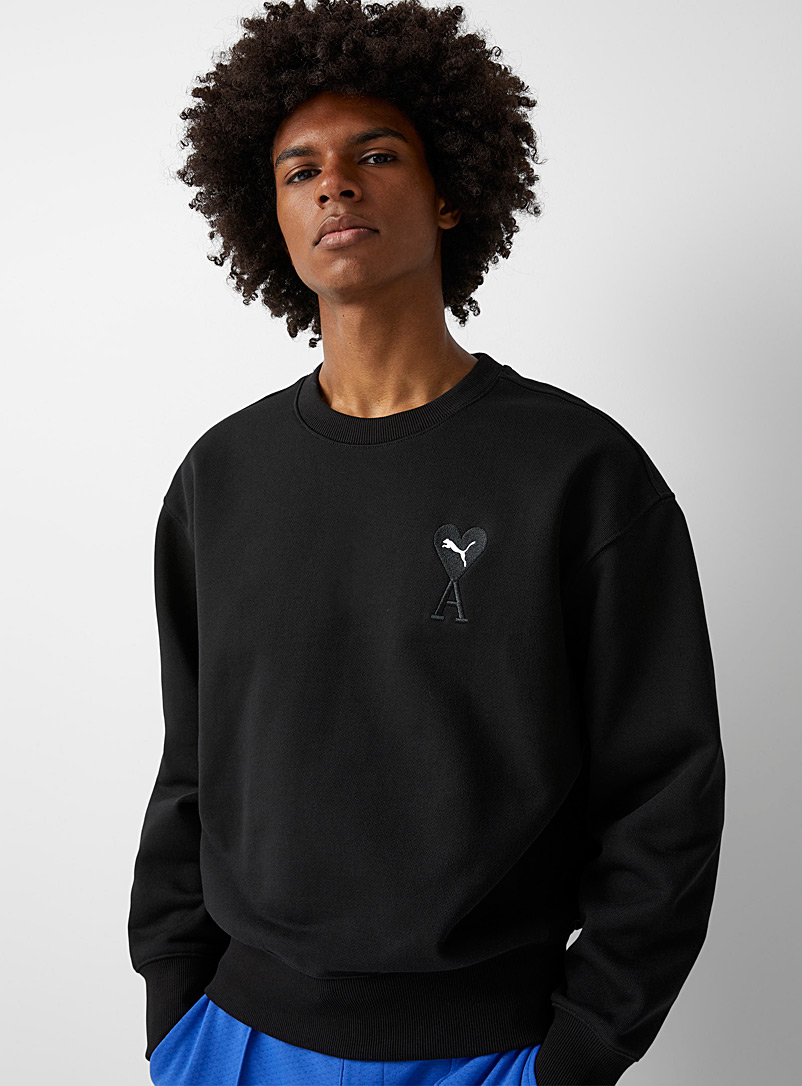 PUMA x AMI Black Embroidered logo sweatshirt for men
