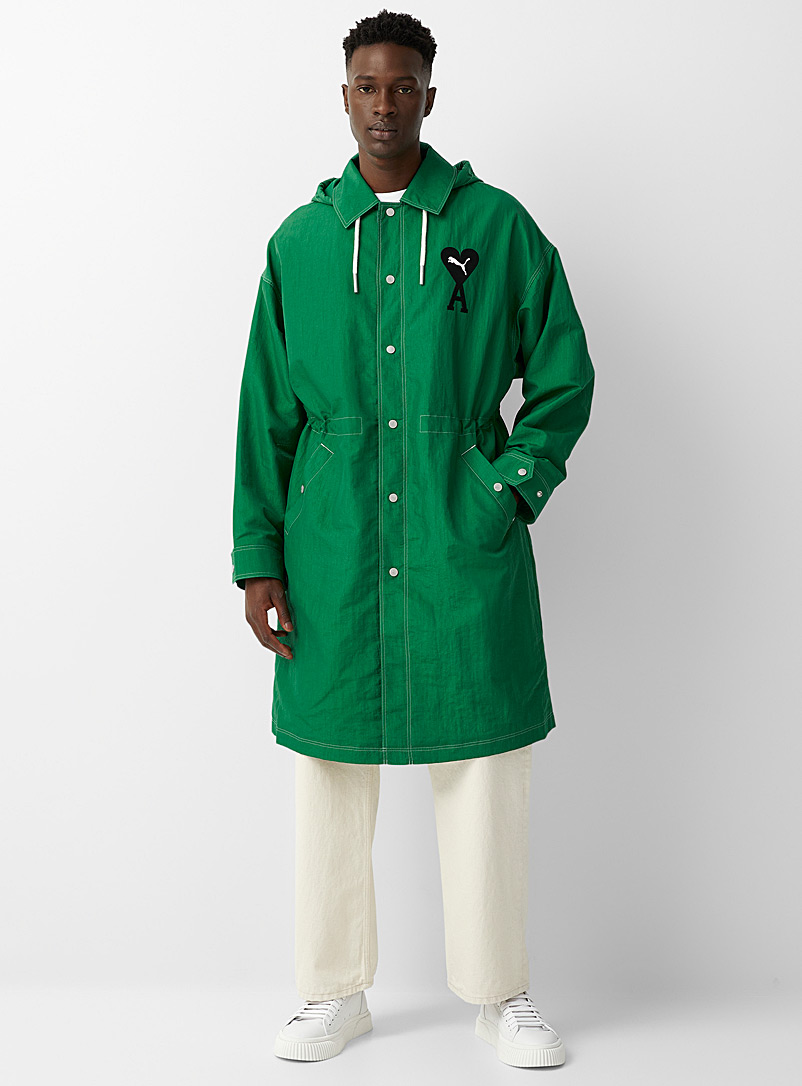 PUMA x AMI Green Long embroidered logo sporty jacket for men