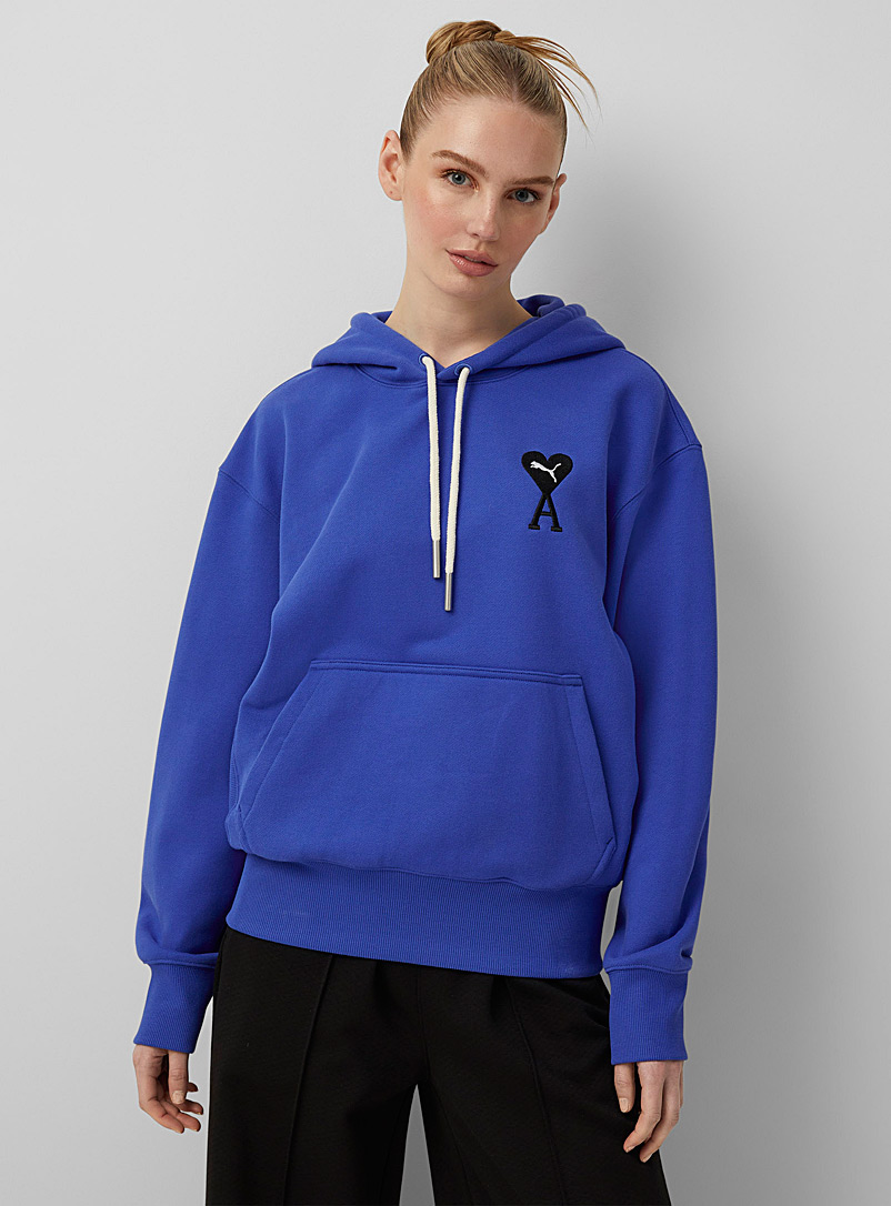 PUMA x AMI Blue Embroidered logo hoodie for women