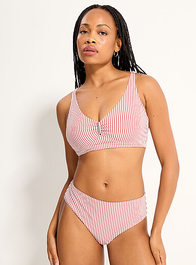 Simons Dusky Pink Textured stripe balconette for women