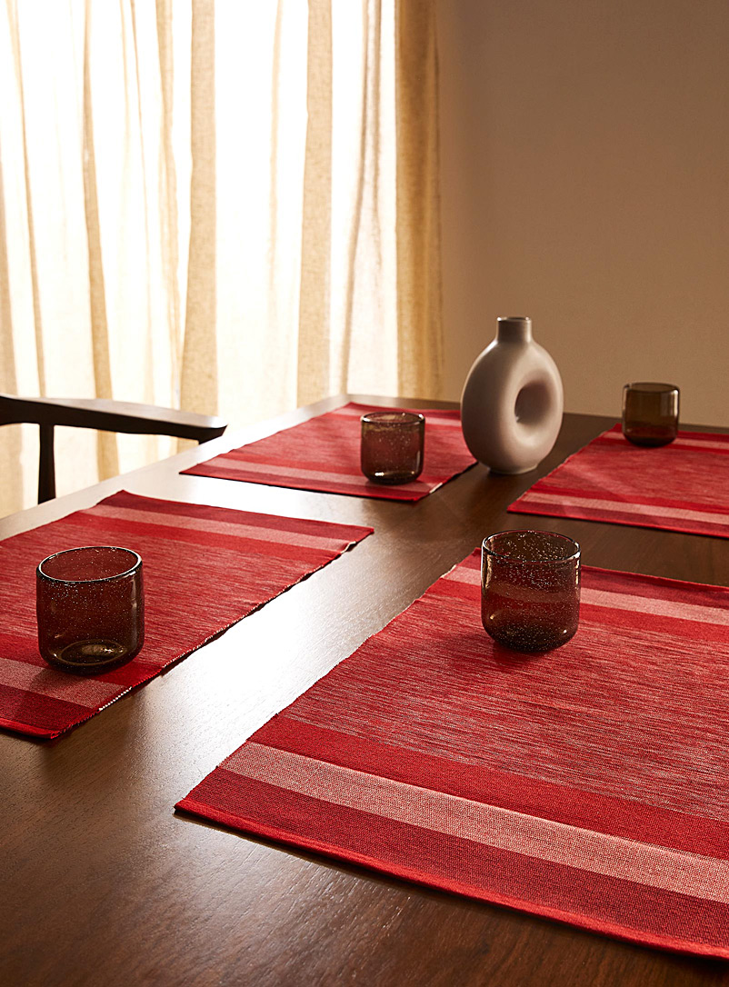 Danica Red Chambray stripes placemats Set of 4