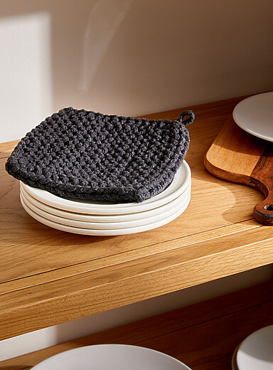 Danica: Le sous-plat crochet monochrome 21 x 21 cm Vert