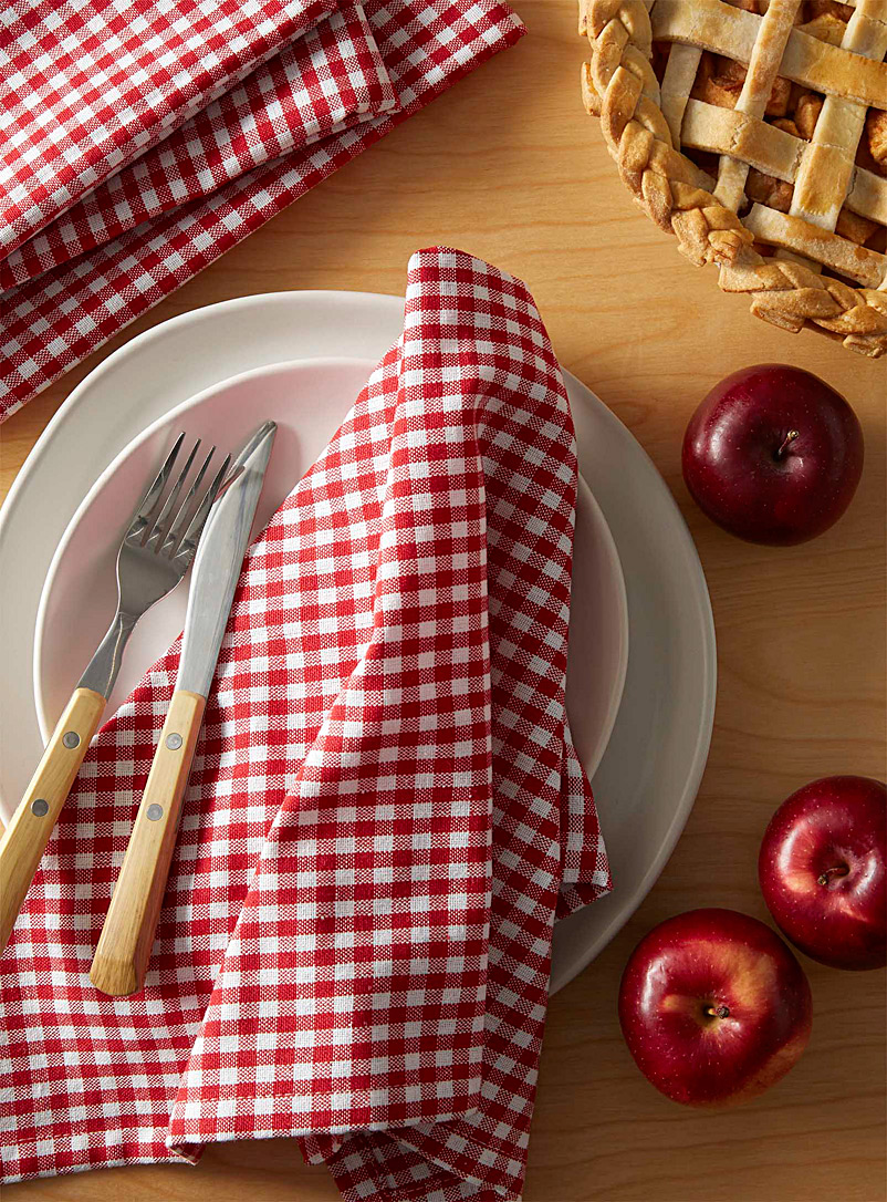 Danica Patterned Red Red gingham napkins Set of 4