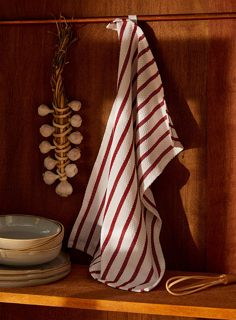 Danica Red Parasol-stripe tea towel