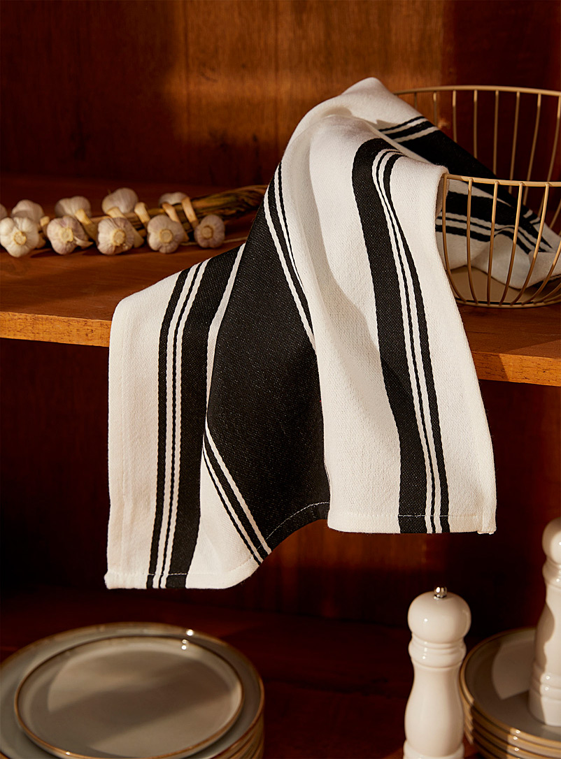 Danica Black Contrasting stripes tea towel
