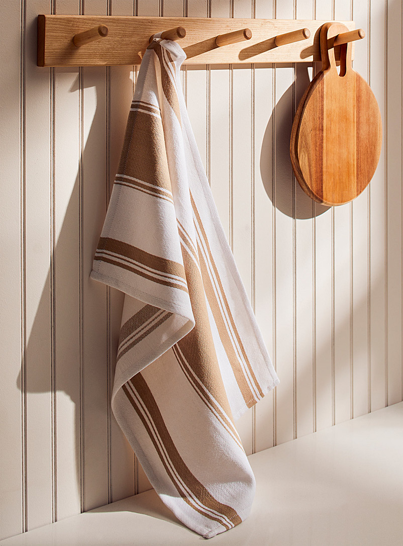 Danica Sand Contrasting stripes tea towel