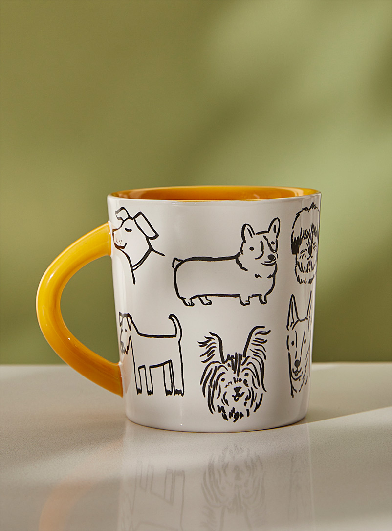 Danica Patterned White Drawn dogs mug