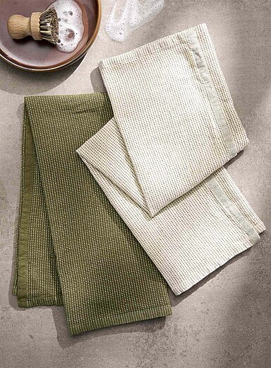 Danica: Les linges &agrave; vaisselle tiss&eacute;s deux tons Ensemble de 2 Gris clair