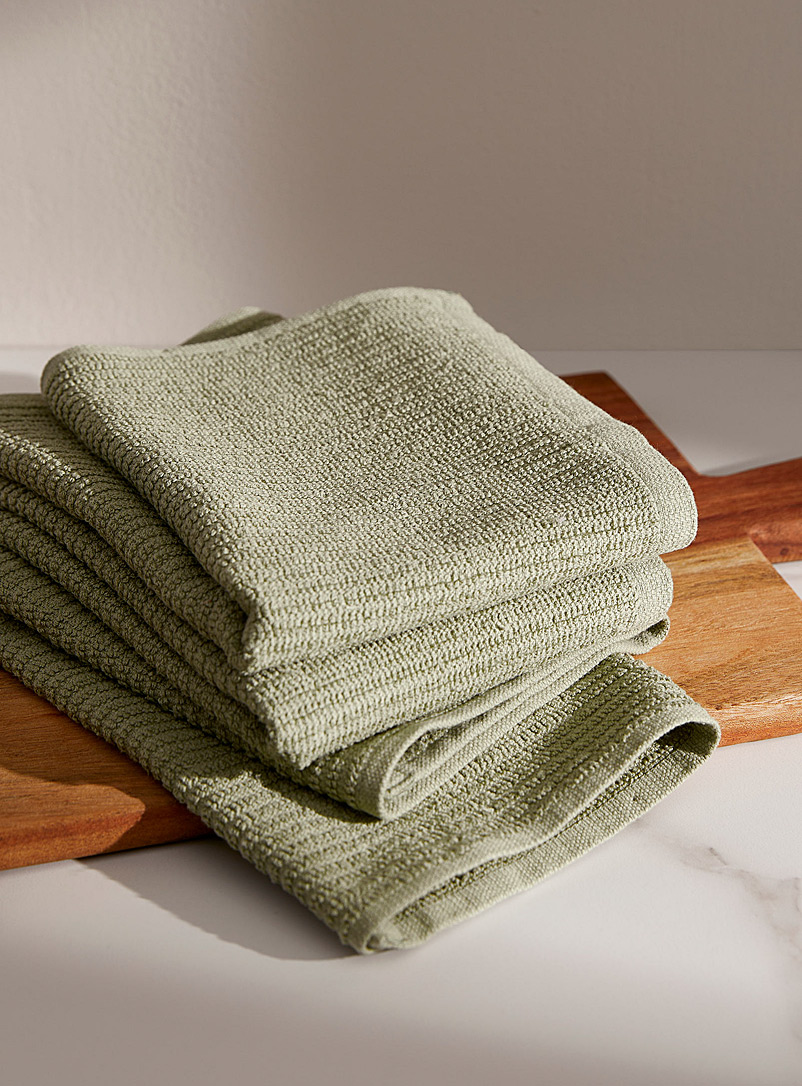 Danica Green Grooved tea towels Set of 3