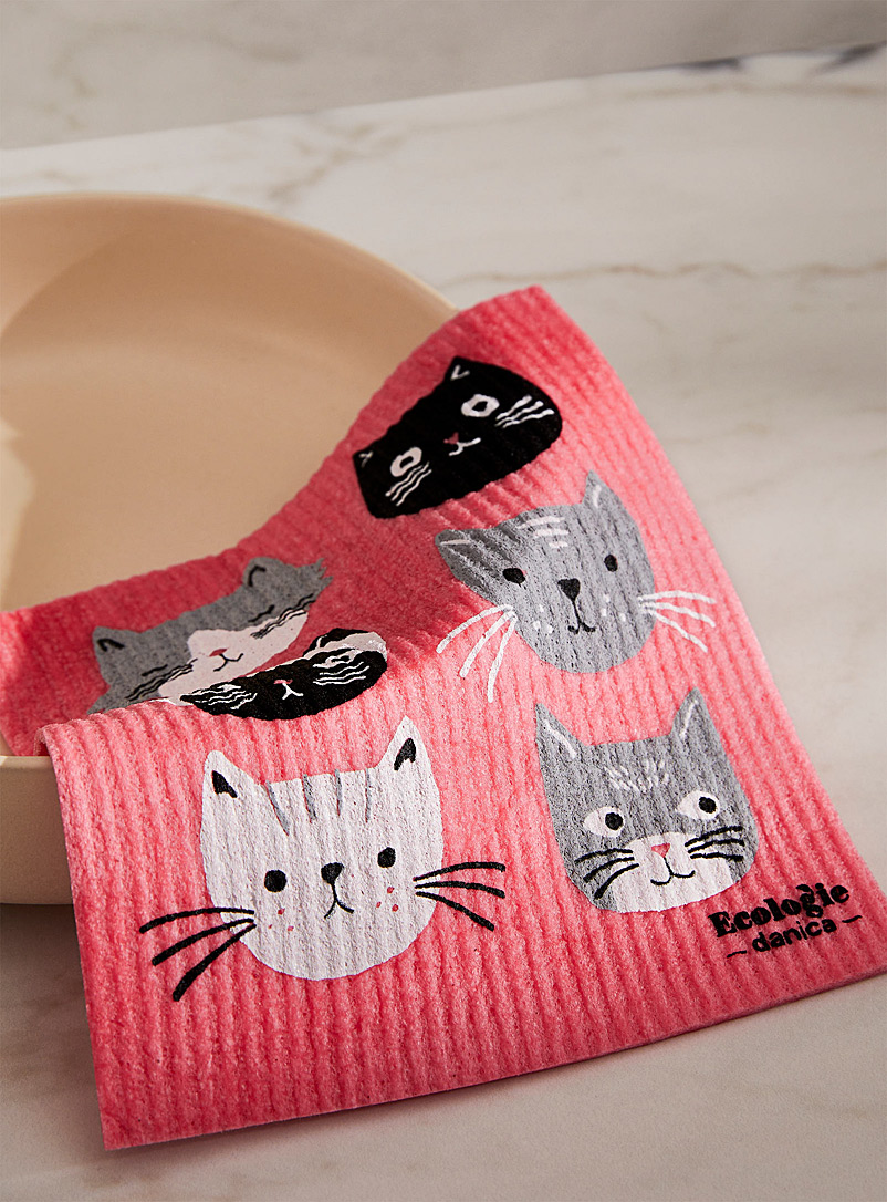 Danica Pink Little cats sponge cloth