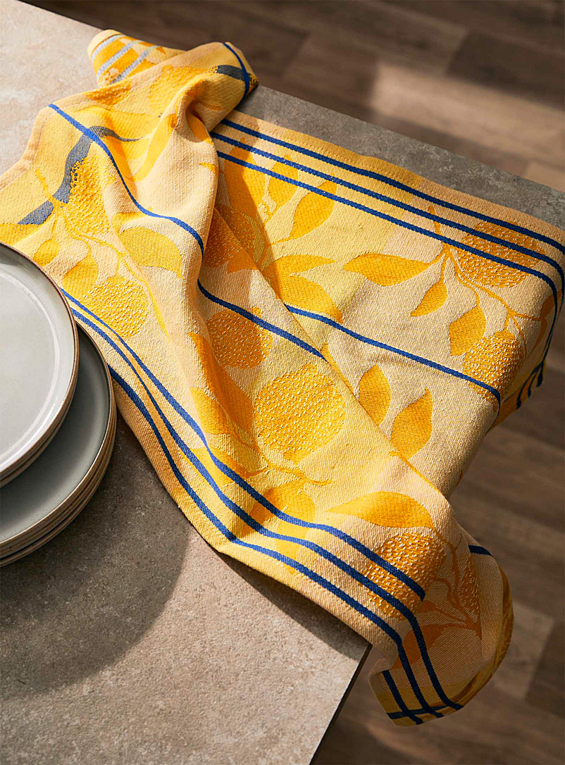 Danica Patterned Yellow Orchard harvest jacquard tea towel