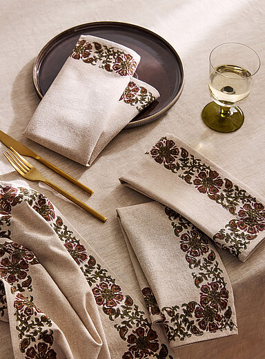 Les serviettes de table imprim&eacute;es Elysian Ensemble de 4