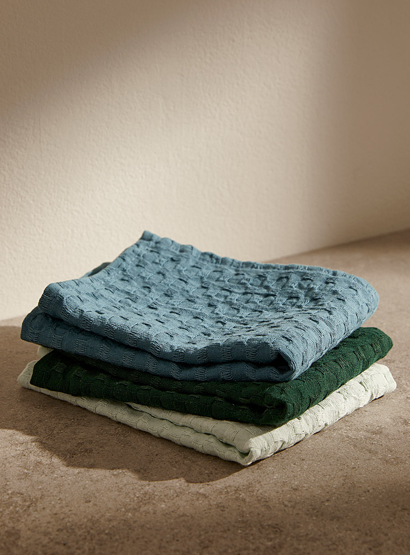 Danica Blue Basket weave colourful dishcloths Set of 3