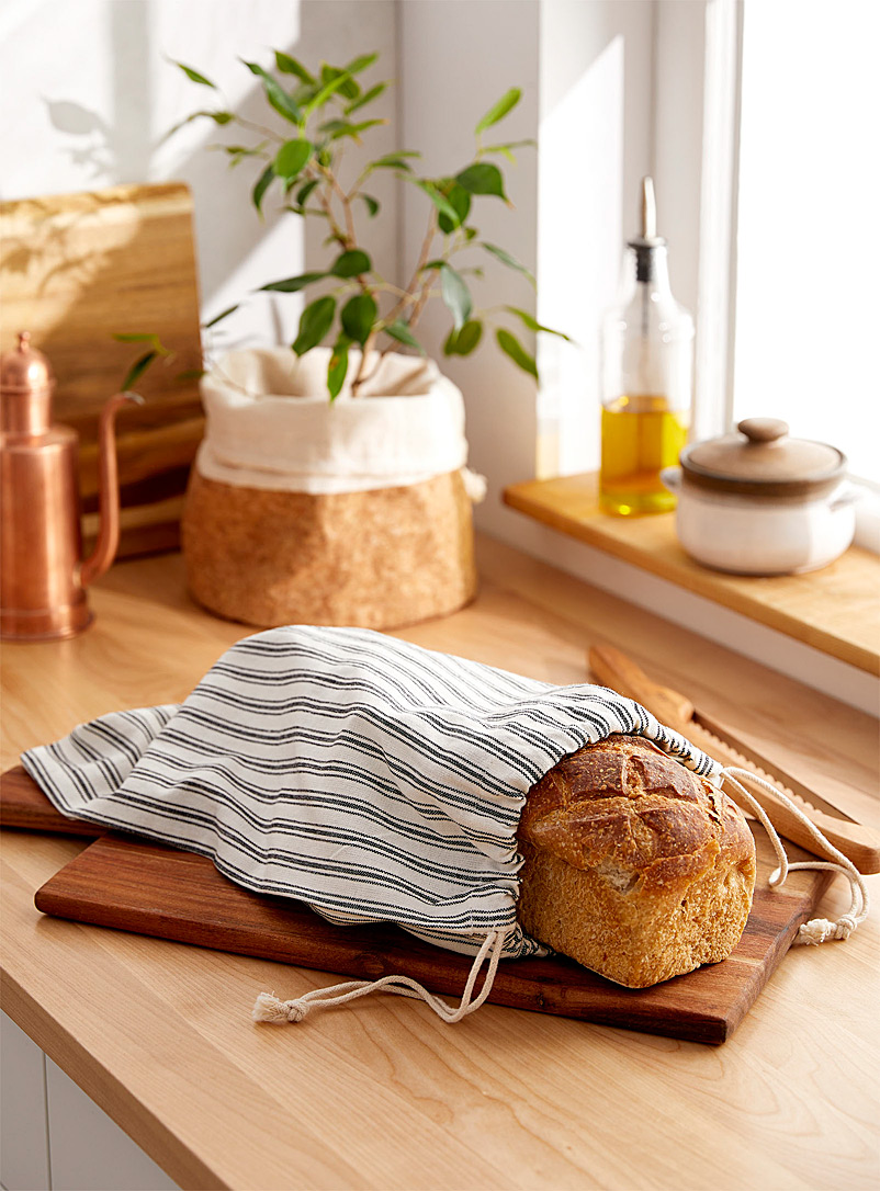 Danica Grey Woven stripes bread bag