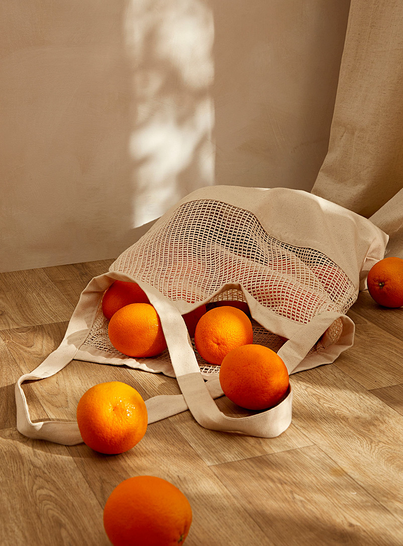 Danica Cream Beige Beige mesh reusable bag
