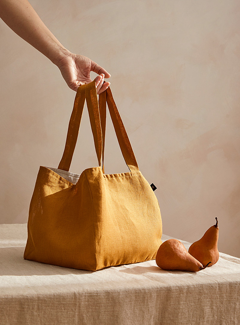 Danica Orange Small reusable linen bag