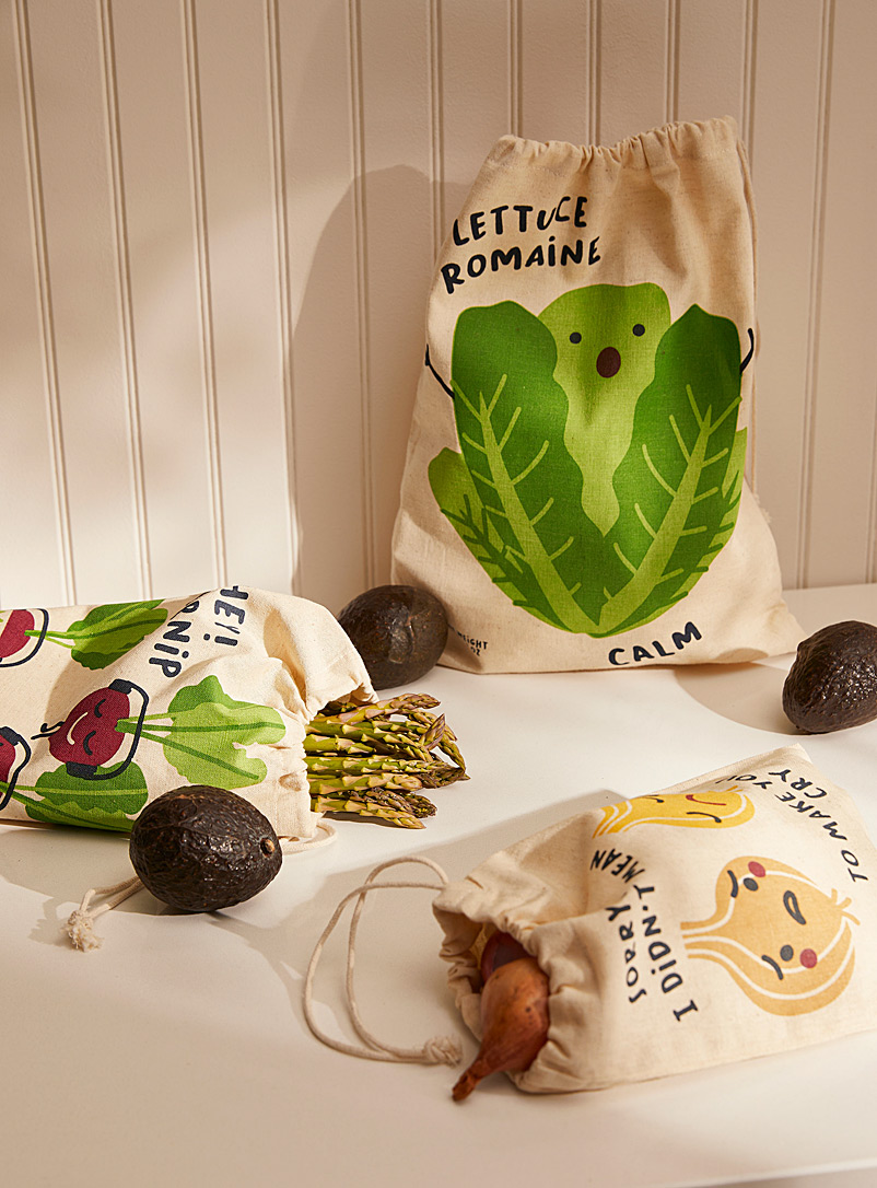 Danica: Les sacs réutilisables pour fruits et légumes Ensemble de 3 Beige crème