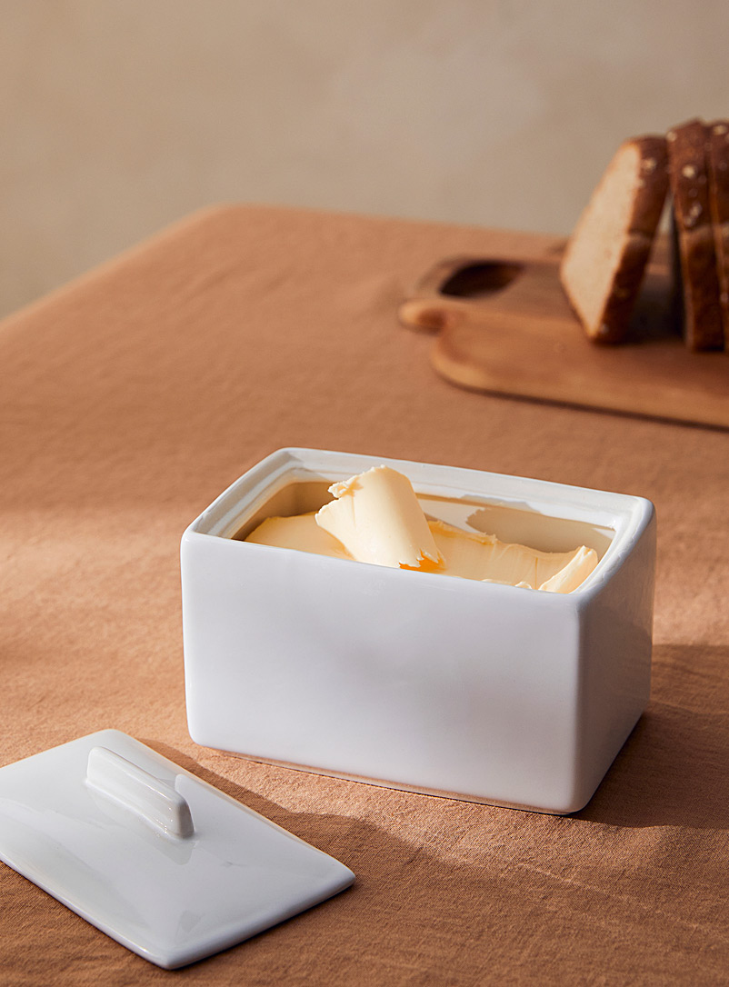 Danica White Glossy modern butter dish