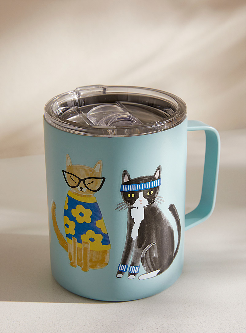 Danica Baby Blue Dressy kittens insulated mug
